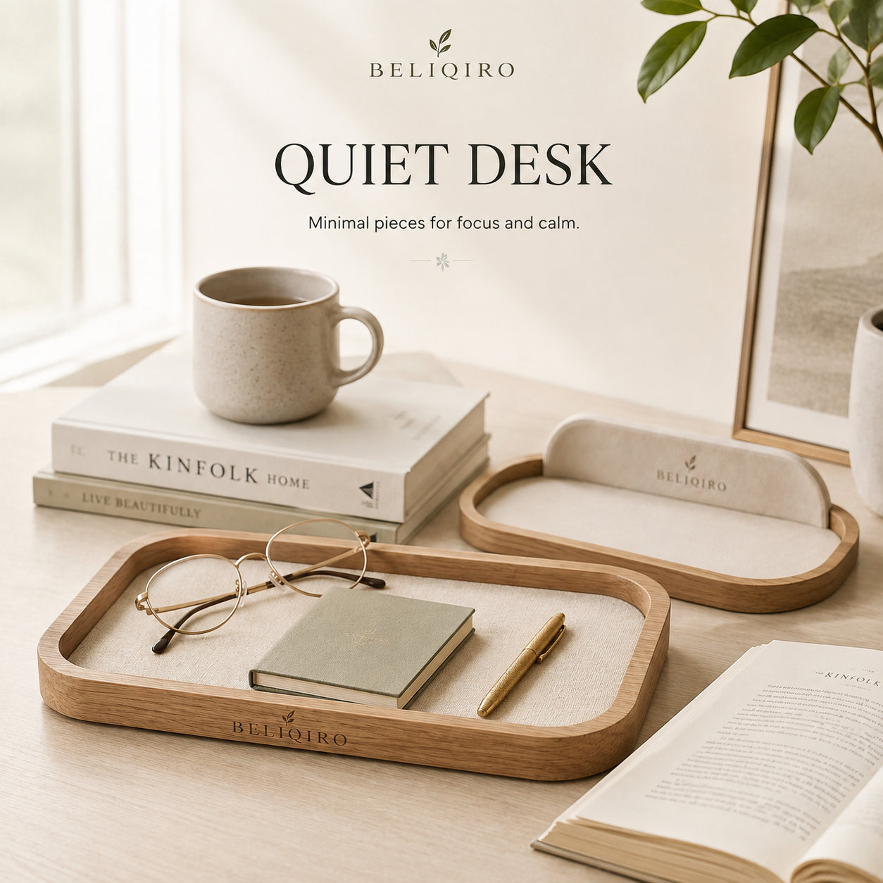 Beliqiro quiet desk accessories arranged beside books