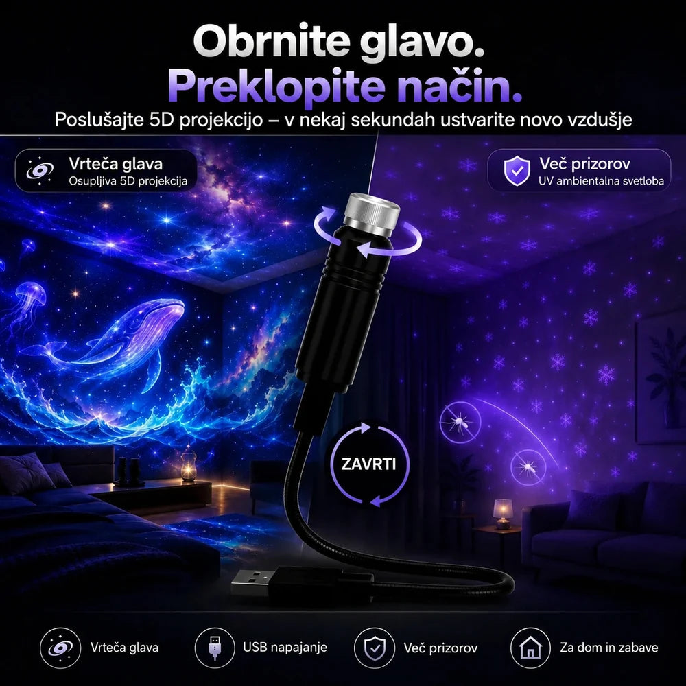 Topacme® HD pametni dinamični 5D holografski nočni projektor