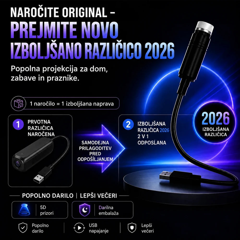 Topacme® HD pametni dinamični 5D holografski nočni projektor