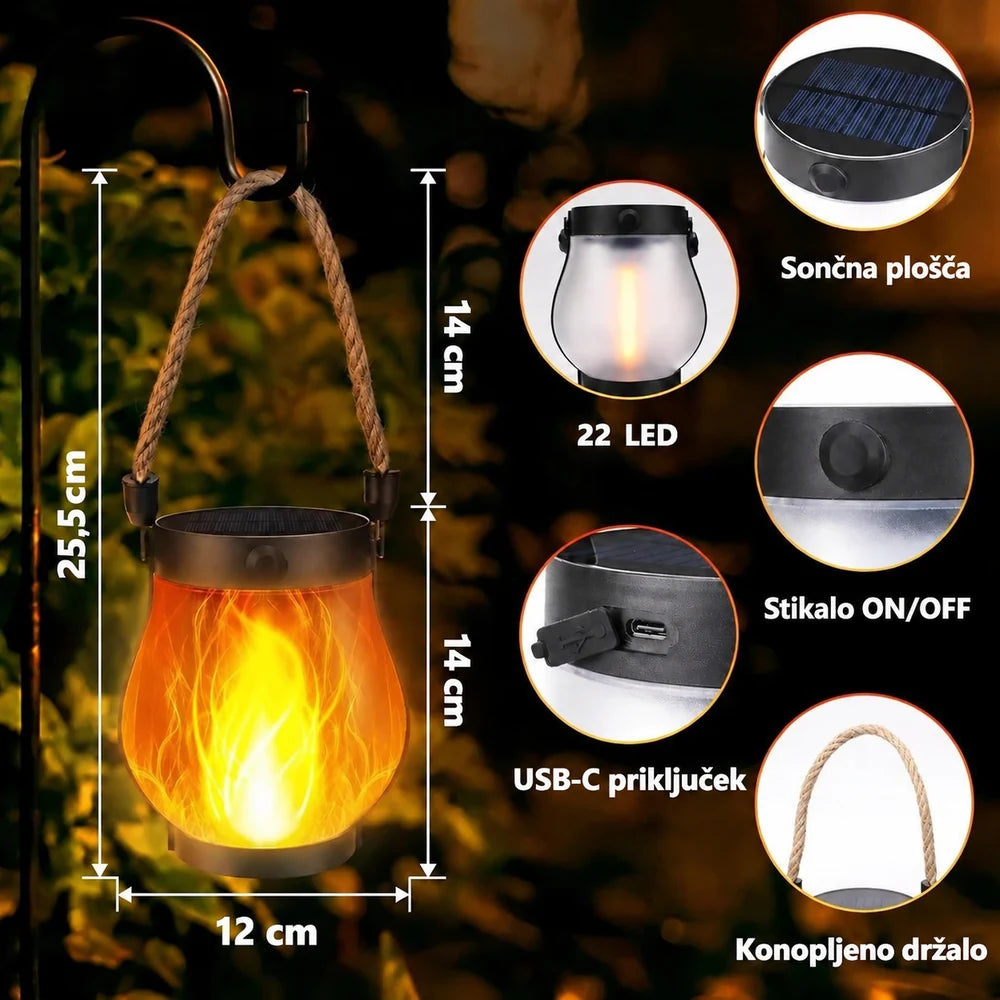 Solarna lanterna z učinkom plamena